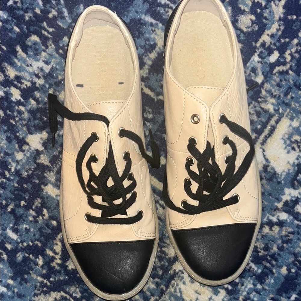 Women's Black and Cream Sneakers